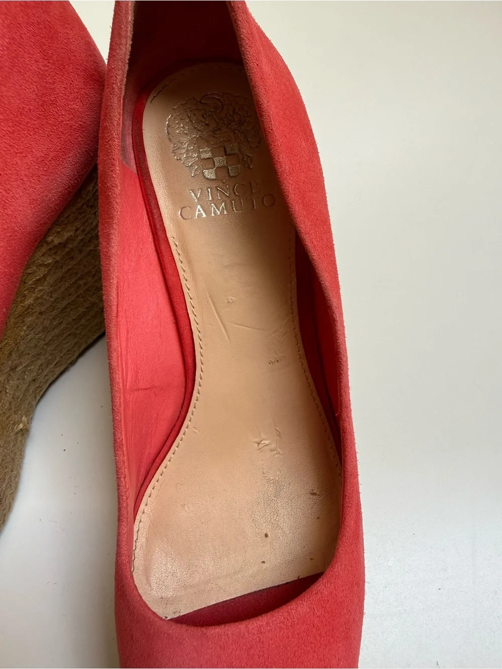 Vince Camuto Coral Suede Peep Toe Espadrille Wedge Heels Size 8M